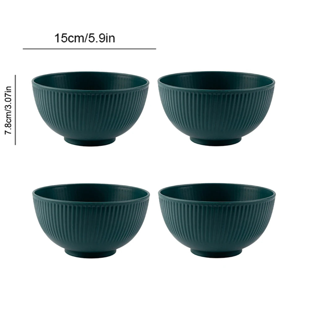 Nordic Wheat Straw Plastic Bowls — Shatter-Resistant, Set of 4