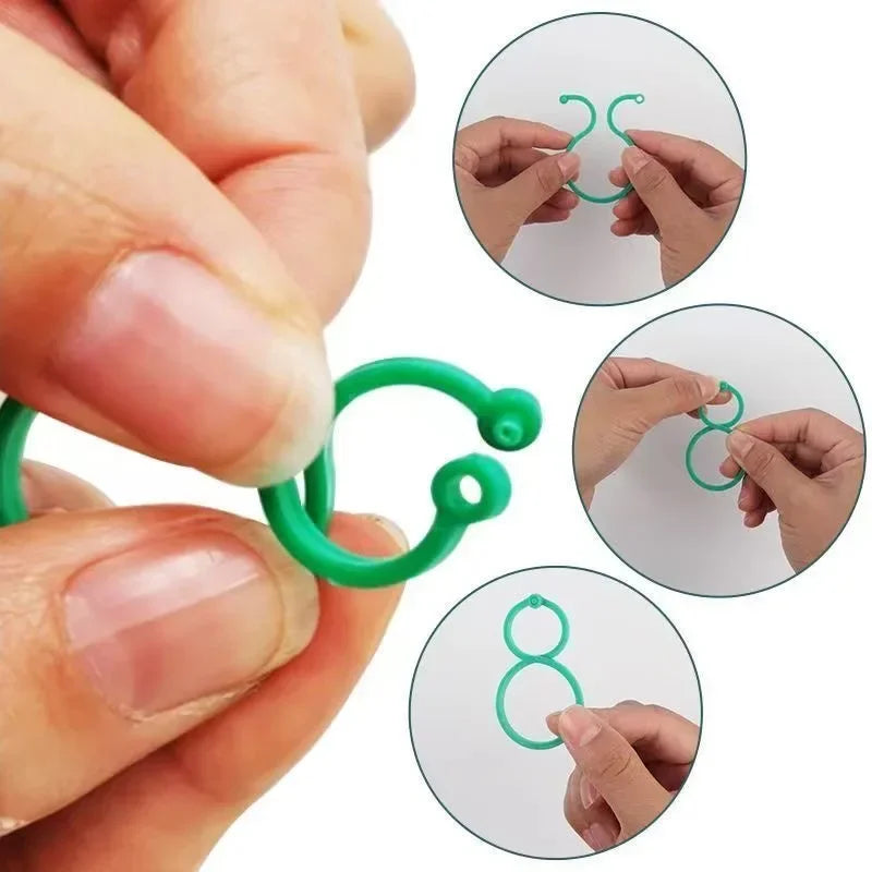 Garden Vine Strapping Clips – Figure-8 PE Buckle Ring for Tomatoes, Grapevines & Climbing Plants (50/100/500 pcs)
