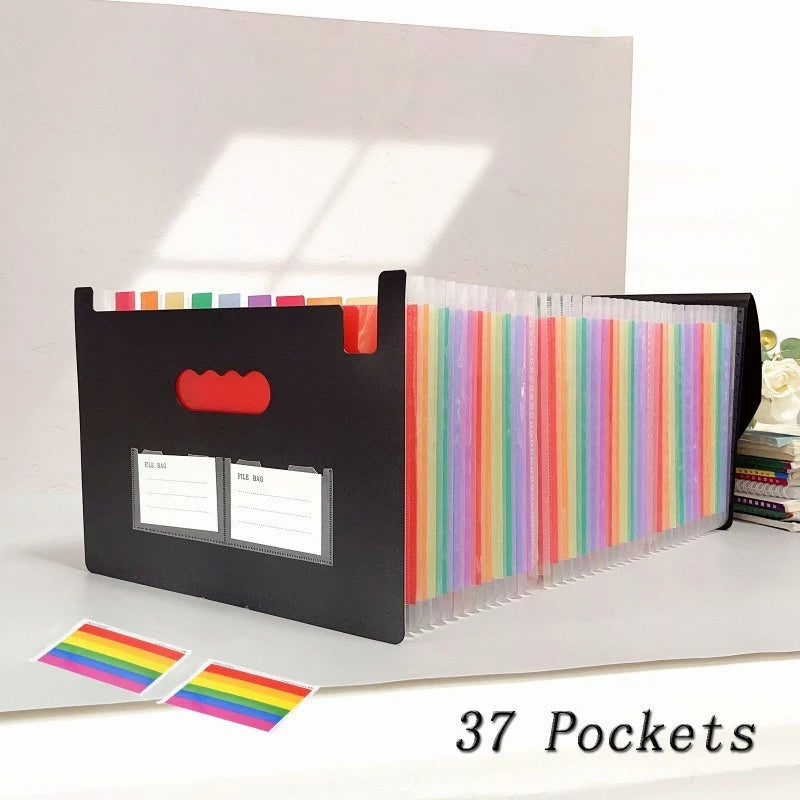 PP Multi-Layer Hanging File Bag — A4 Accordion Folder with Rope