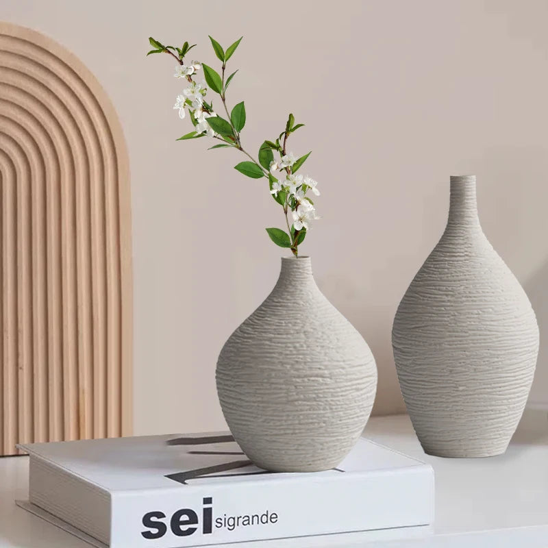 Nordic Narrow-Neck Ceramic Vase — Small or Large