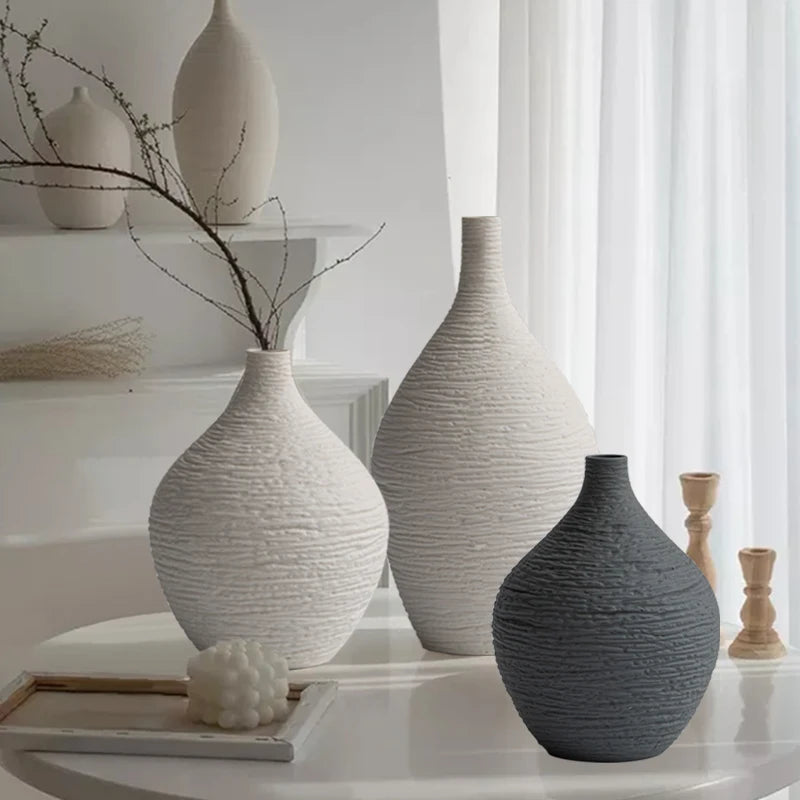 Nordic Narrow-Neck Ceramic Vase — Small or Large