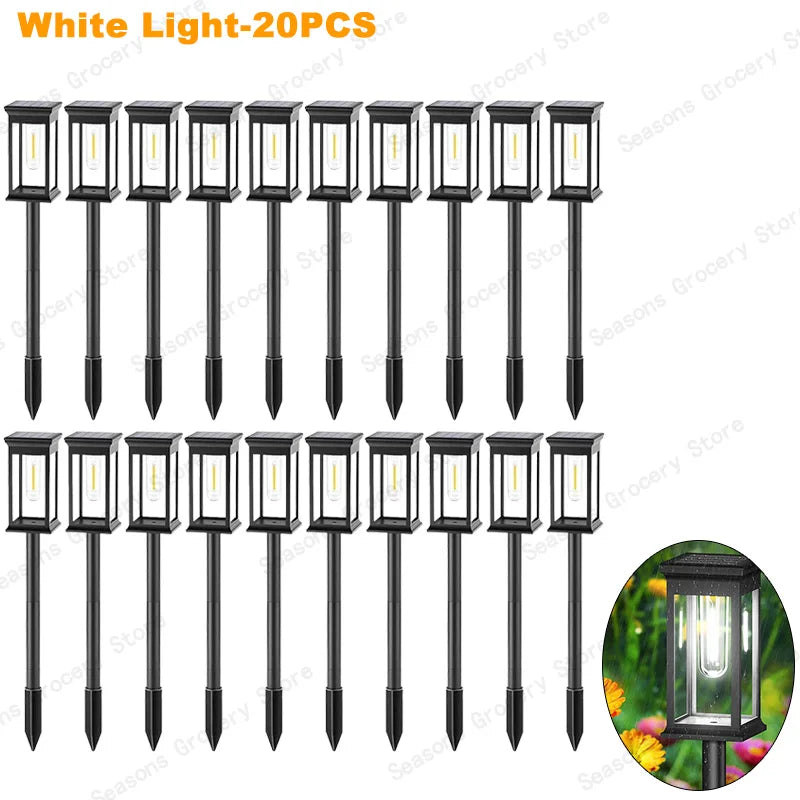 IP65 Waterproof Solar Garden Lights White Warm Light Outdoor Landscape Walkway Lighting Lawn Porch Patio Ambiance Lights
