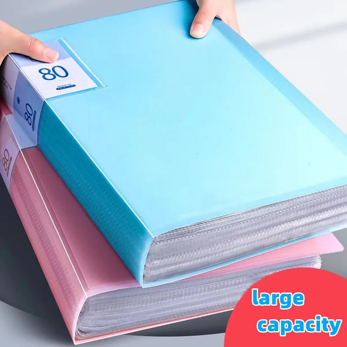 60-Page A4 Storage Folder — Clear View Panels & Built-in Pen Holder