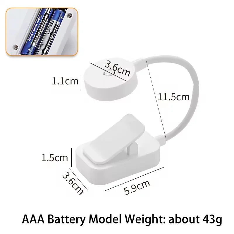 Portable Clip-On Reading Light — 3 Colour Modes, Eye Protection