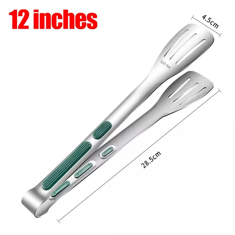 Stainless Steel Food Tongs — BBQ, Salad & Buffet, Non-Slip Grip