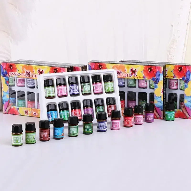 12-Piece Natural Plant Essential Oil Set — 3ml Each, Diffuser & Humidifier Fragrance