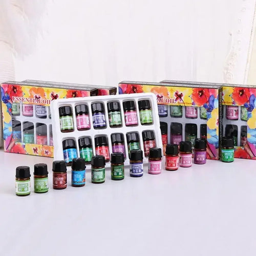 12-Piece Natural Plant Essential Oil Set — 3ml Each, Diffuser & Humidifier Fragrance