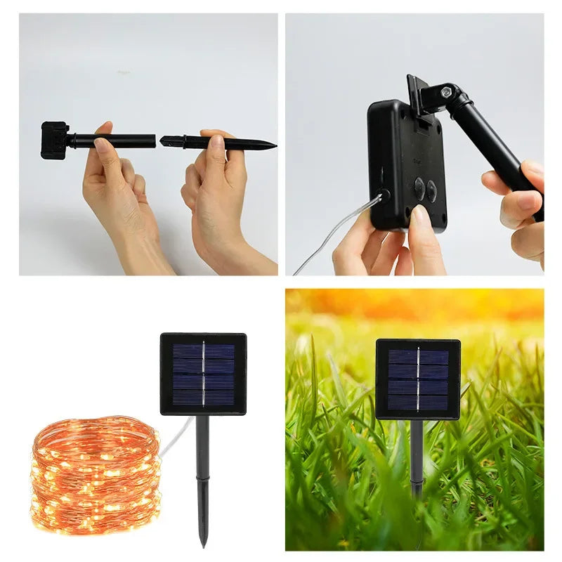 Solar Outdoor Fairy String Lights — Waterproof, Dimmable