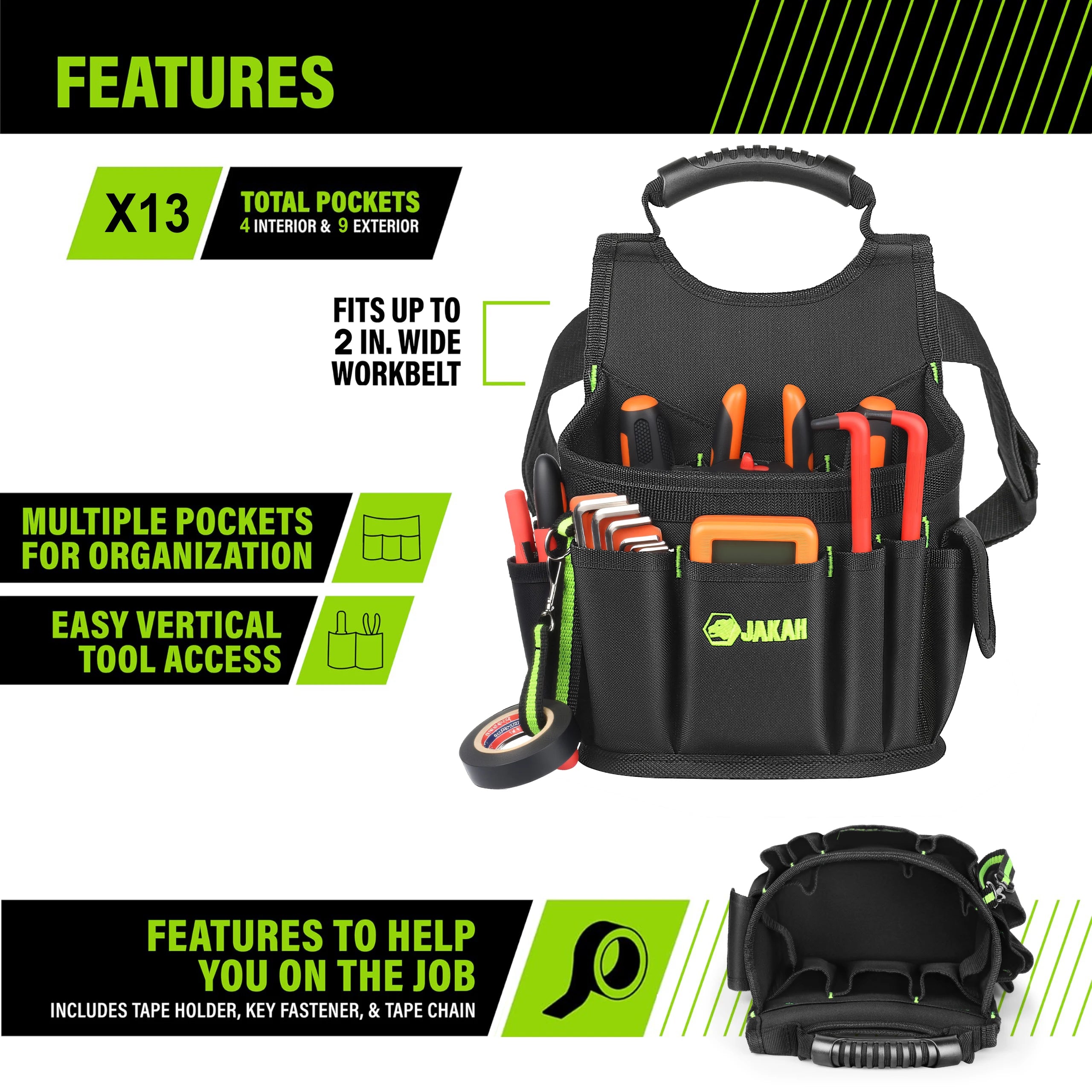 Electrician Multi-Pocket Tool Bag – Portable Polyester Hardware Storage Pouch