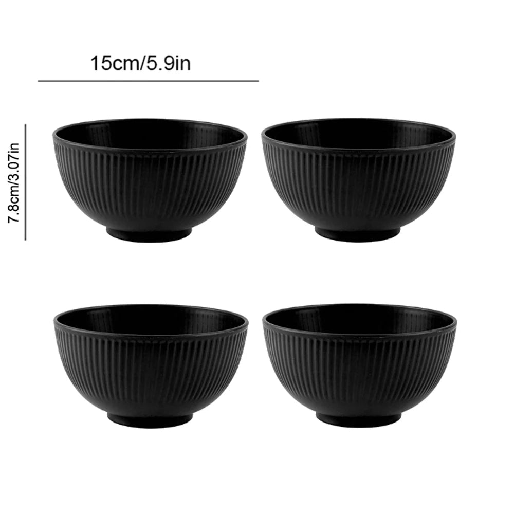 Nordic Wheat Straw Plastic Bowls — Shatter-Resistant, Set of 4
