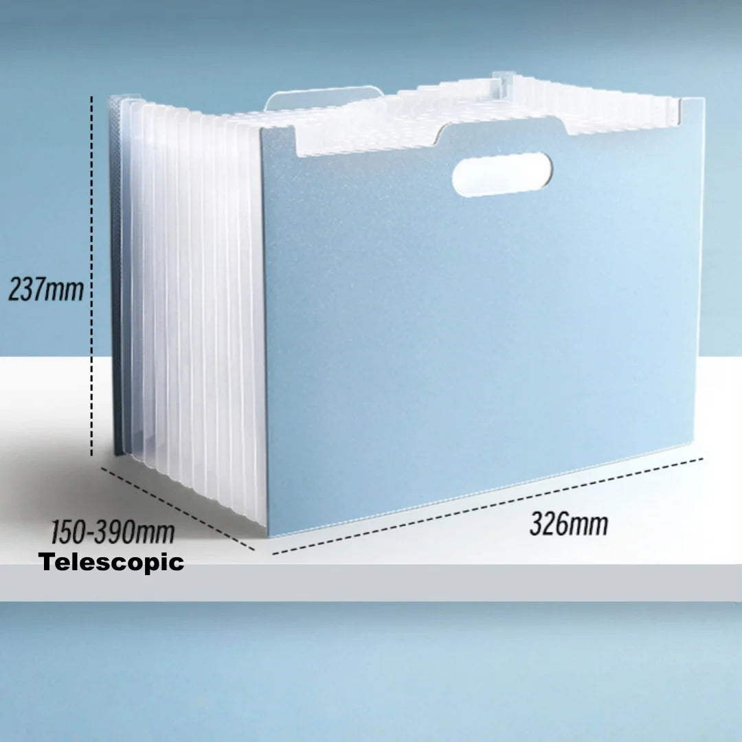 13-Pocket Accordion File Organizer — A4 Expanding Folder with Label Pockets