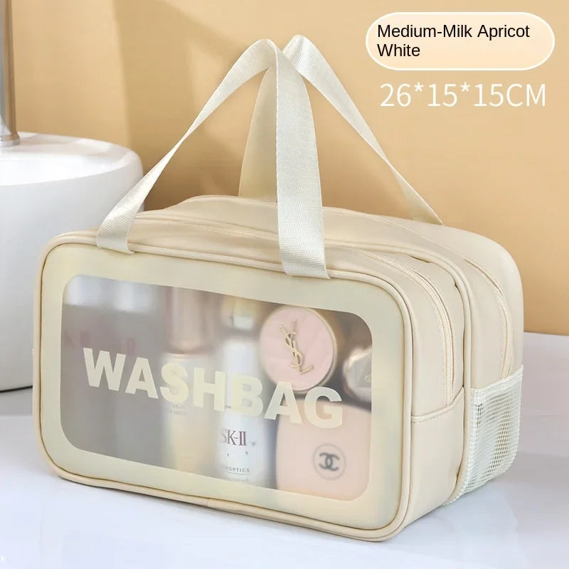 Dry-Wet Separation Toiletry Bag — Double-Layer PU Travel Cosmetic Pouch