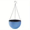 Elegant Polypropylene Self-Watering Hanging Planters with Rattan Design - Easy Drain Plug for Efficient Watering