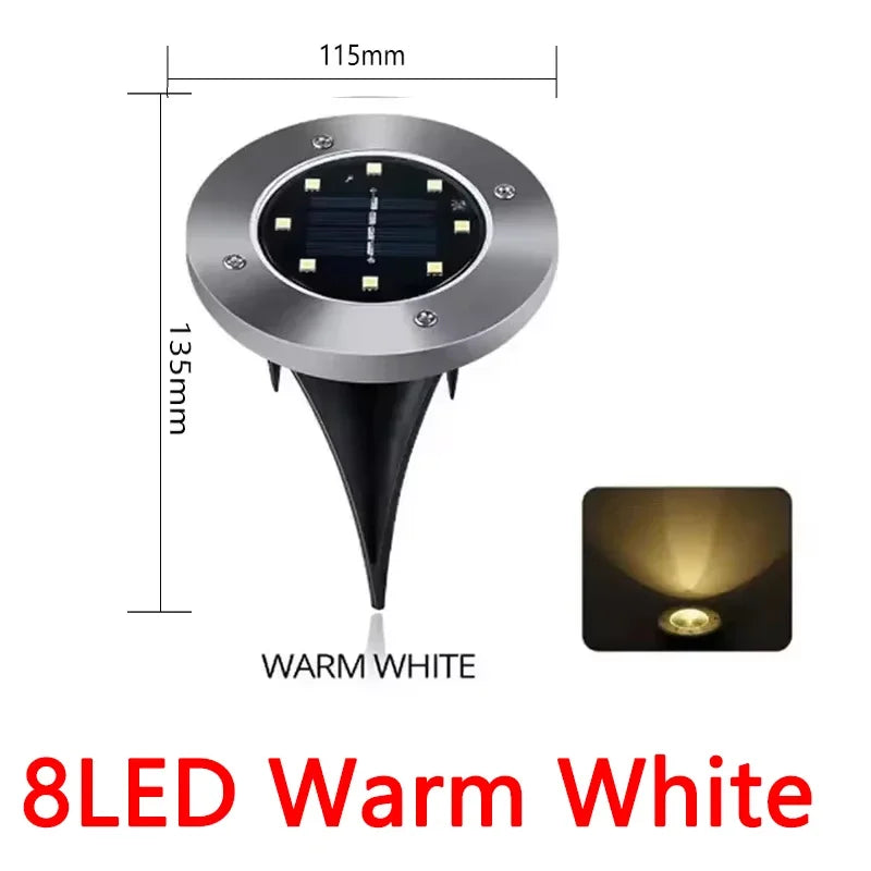 Solar Ground Disk Lights — Waterproof, Auto On/Off, Garden & Lawn