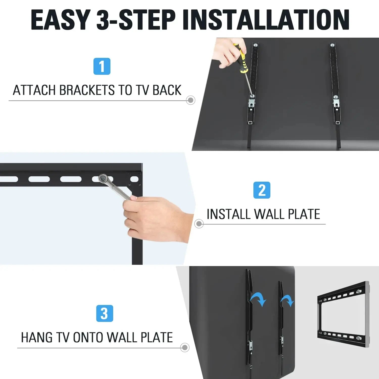 Fixed TV Wall Mount Bracket — For 26–63" Flat & Curved TVs