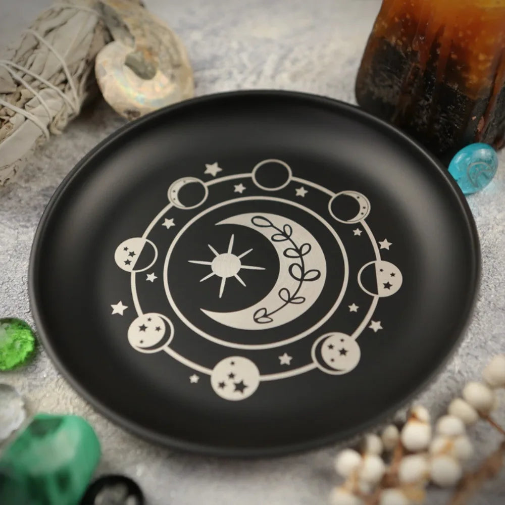 Black Stainless Steel Decorative Tray — Jewellery Dish & Altar Plate