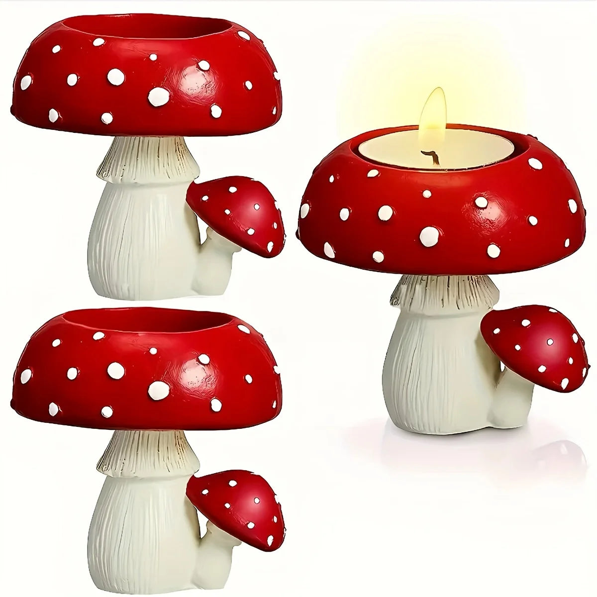 Resin Mushroom Tealight Candle Holder — Decorative Craft Ornament