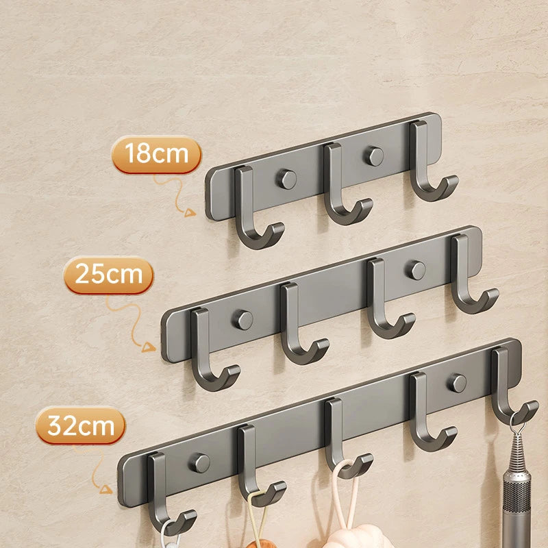 Space Aluminium Wall-Mounted Coat Hook Rack — Entryway & Bathroom Hanger