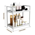 2-Tier Under-Sink Sliding Cabinet Organizer with Hooks — White or Black