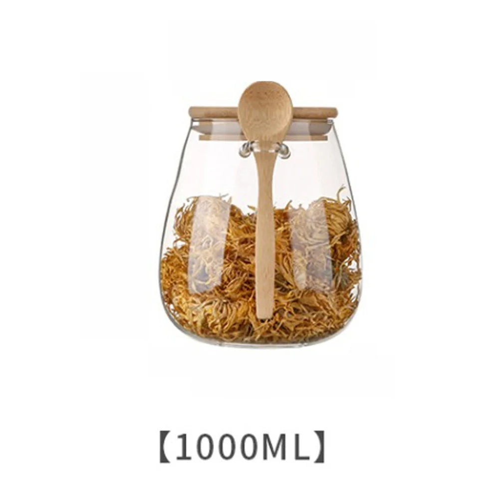 Airtight Glass Storage Jar with Bamboo Lid — For Coffee, Tea & Dry Goods