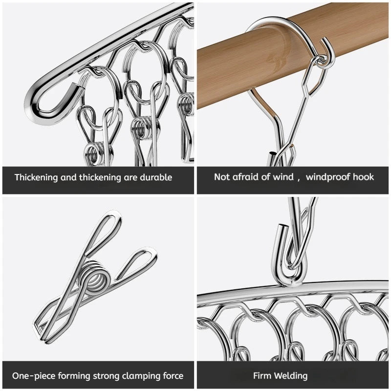 20-Peg Stainless Steel Windproof Clothes Hanger