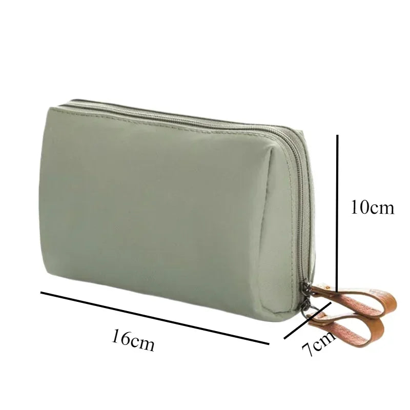 Korean-Style Nylon Cosmetic Bag — Waterproof Solid Colour Makeup Pouch