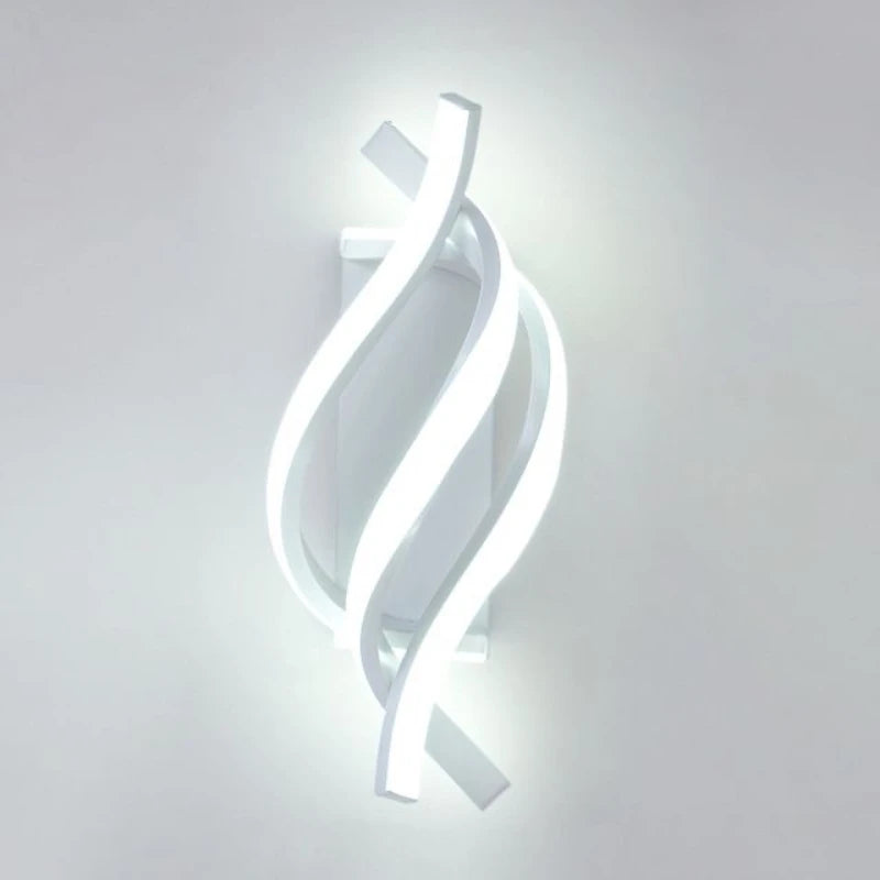 Curved Spiral LED Wall Lamp — 3 Colour Temperatures, Black or White