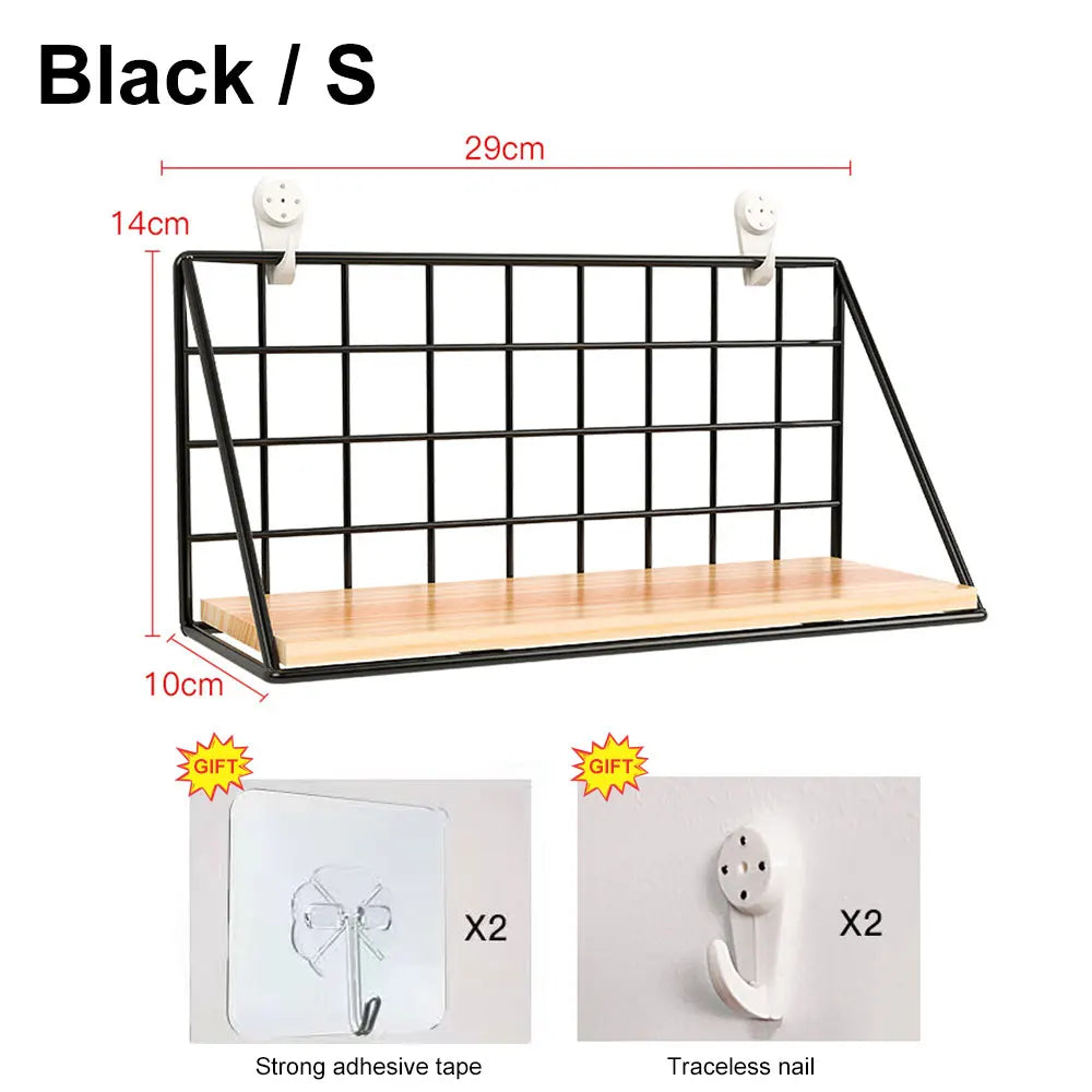 Metal & Wood Wall Spice Shelf — Kitchen Organizer, Modern Design