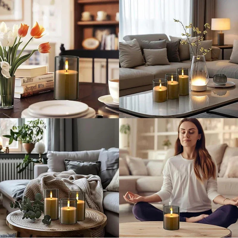 Acrylic Flameless LED Candles with Remote & Timer — Set of 2 or 3