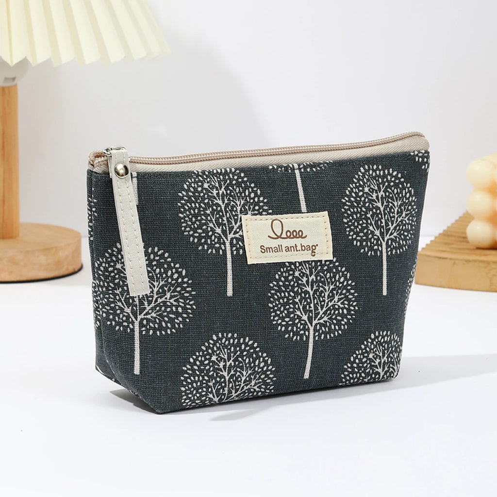 Canvas Travel Makeup & Pencil Case — Compact Zipper Pouch, 15×12×6cm