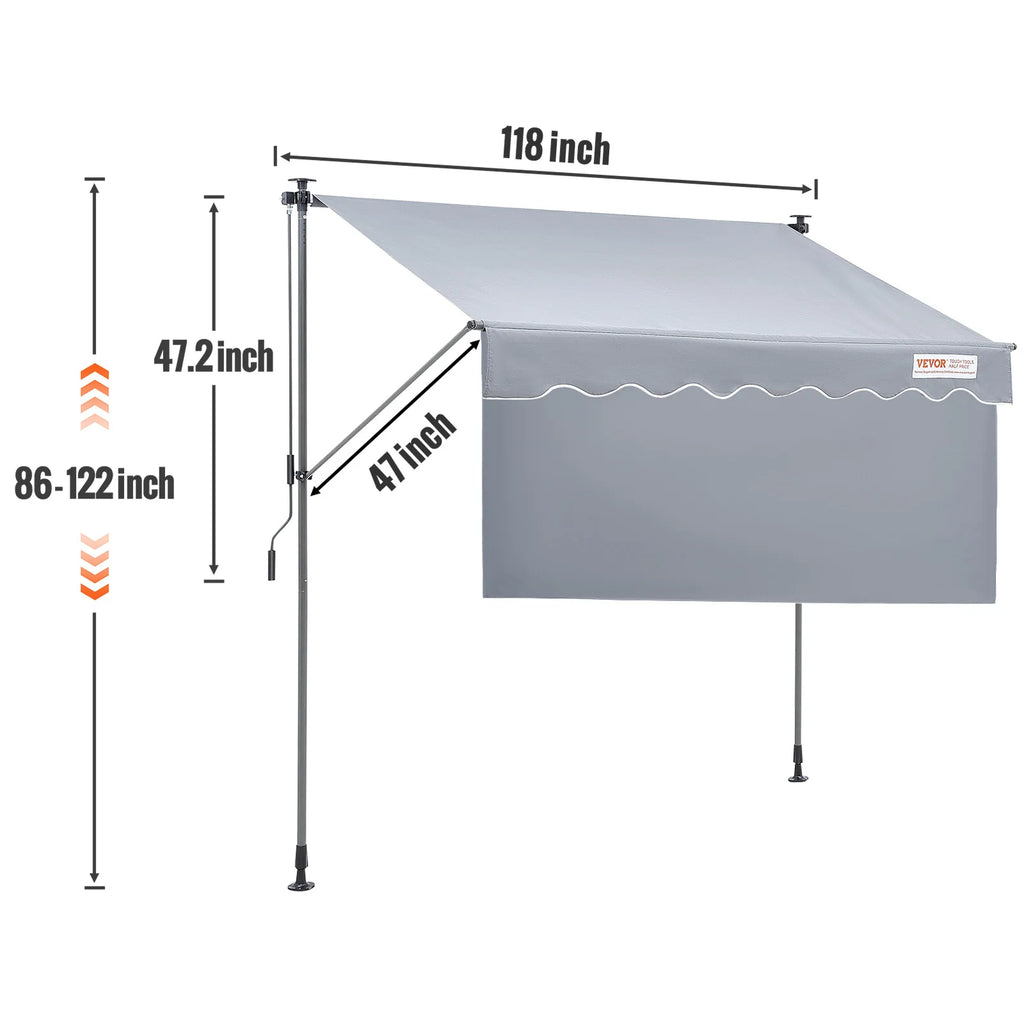 SucceBuy Manual Retractable Awning – UV80+ Waterproof Patio Sunshade 10×8ft