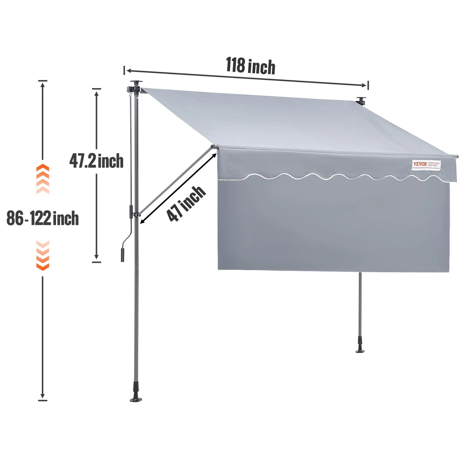 SucceBuy Manual Retractable Awning – UV80+ Waterproof Patio Sunshade 10×8ft