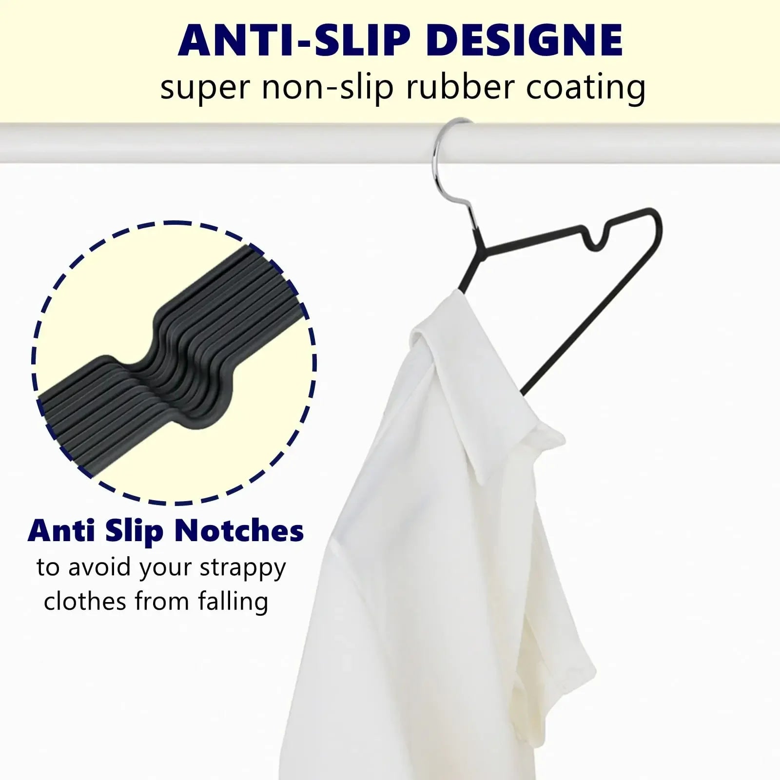 Non-Slip Coated Metal Suit Hangers — Pack of 10