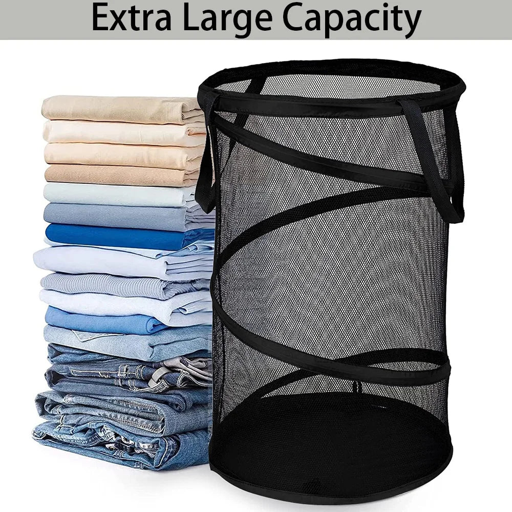Extra-Large Collapsible Mesh Pop-Up Laundry Hamper