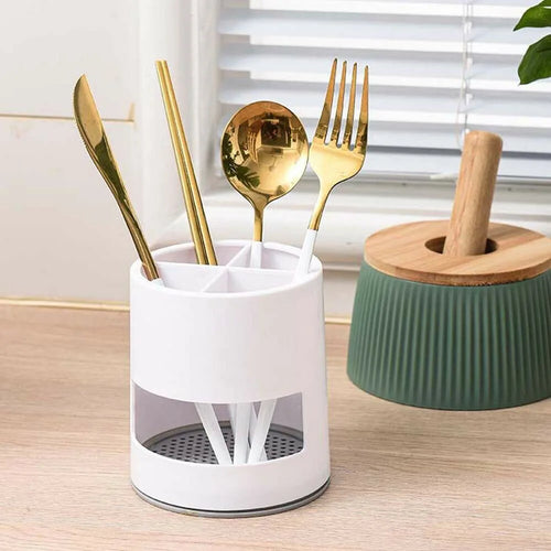 4-Compartment Toothbrush Holder with Drain Tray — ABS Bathroom Organizer