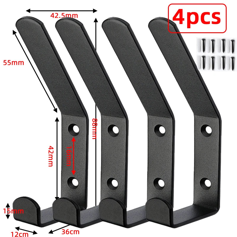 Heavy-Duty Black Metal Wall Hook — Coat, Towel & Bag Hanger