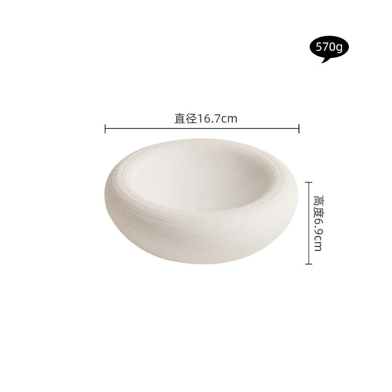 White Double-Layer Ceramic Serving Plate — Insulated, Restaurant Tableware
