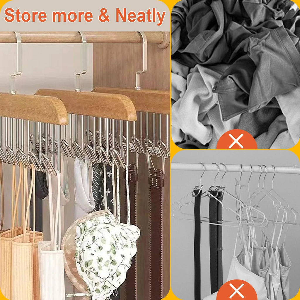 Multifunctional Wood & Steel Wave Hanger Organizer