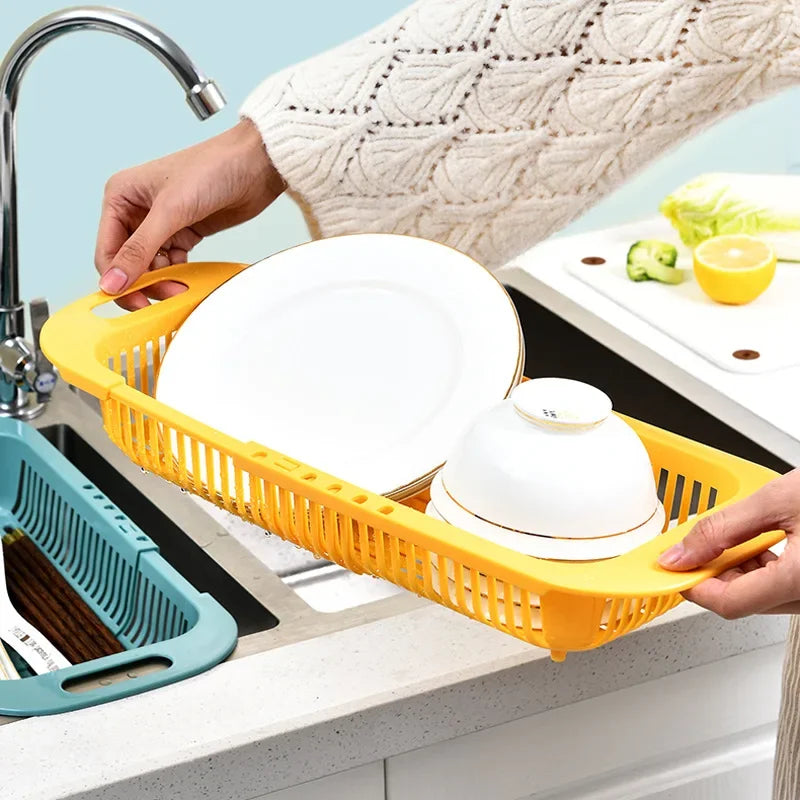 Expandable Dish Drying & Washing Basket — Foldable, Adjustable Length