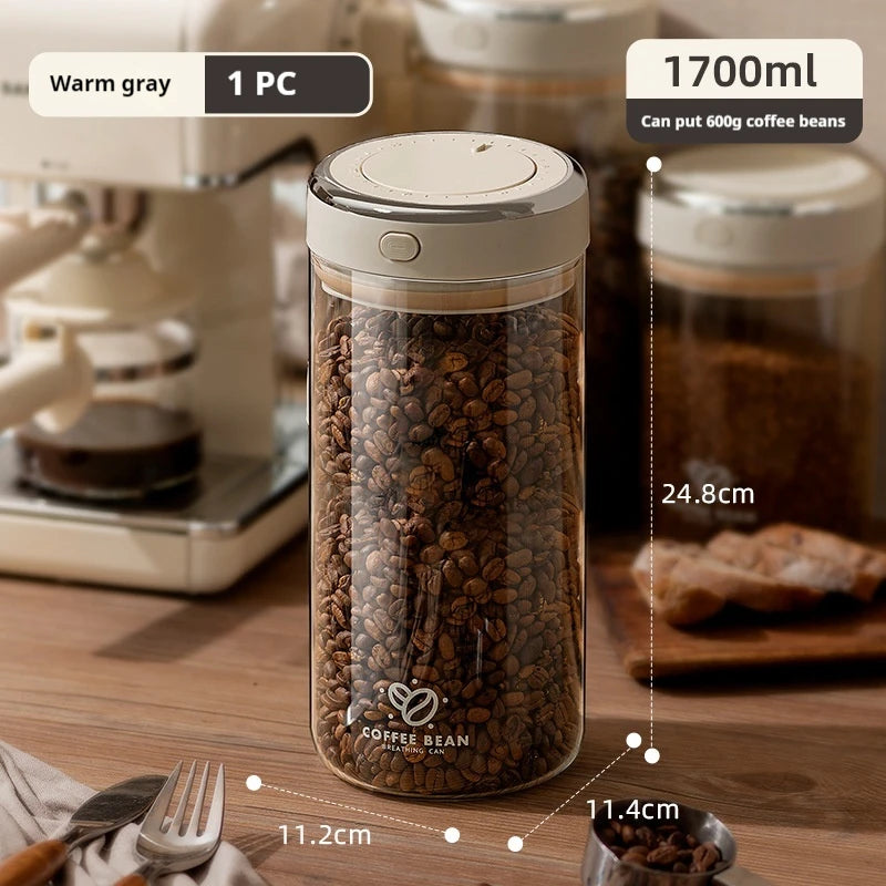 Vacuum-Sealed Coffee Bean Jar with Date Tracker & CO₂ Valve