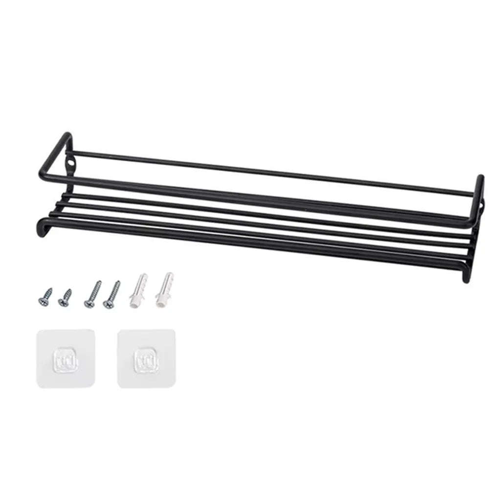 Wall-Mount Metal Spice Rack Organizer — Space-Saving, Drill or Adhesive