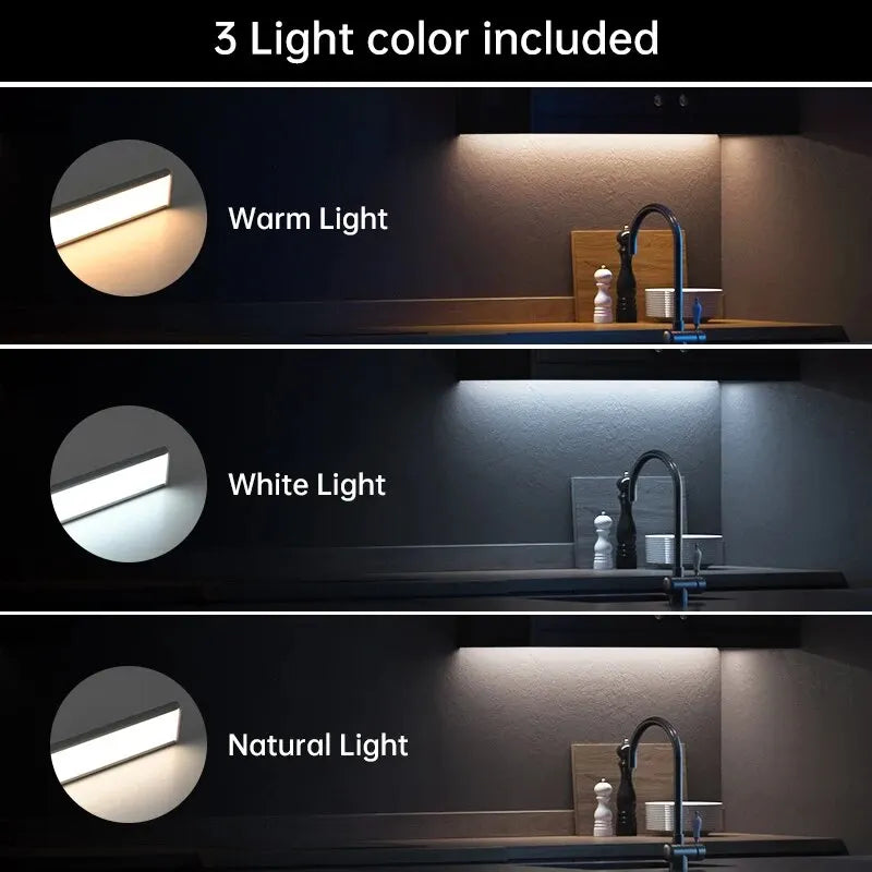 Wireless Motion Sensor Under-Cabinet Light — USB Rechargeable, Aluminium