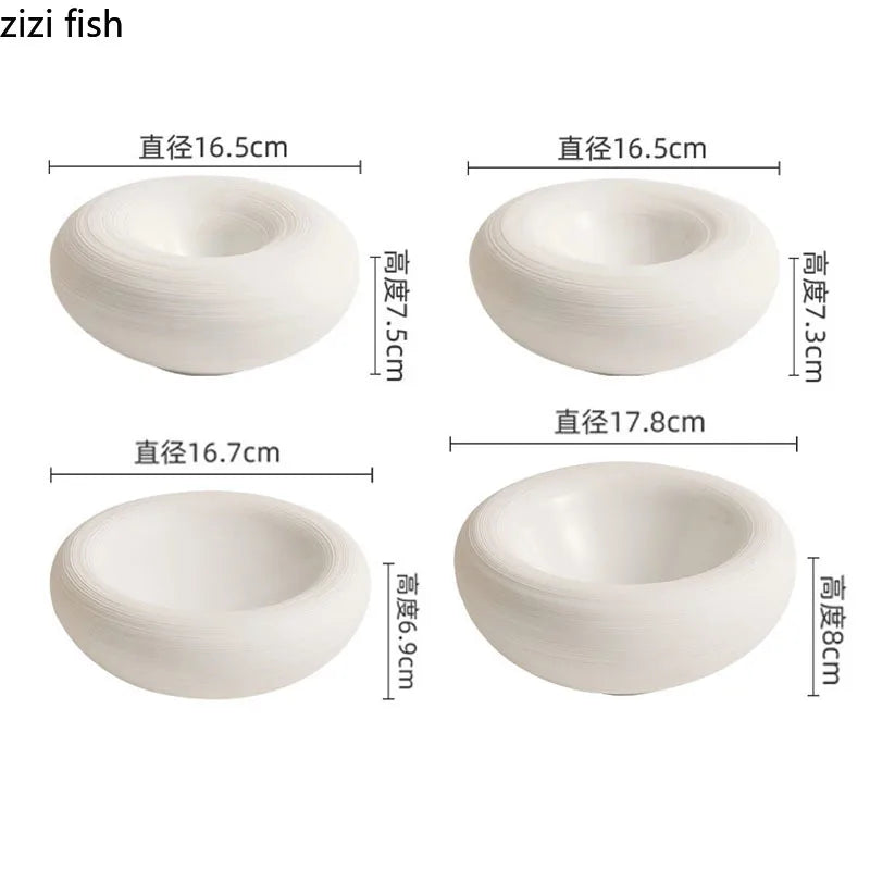 White Double-Layer Ceramic Serving Plate — Insulated, Restaurant Tableware