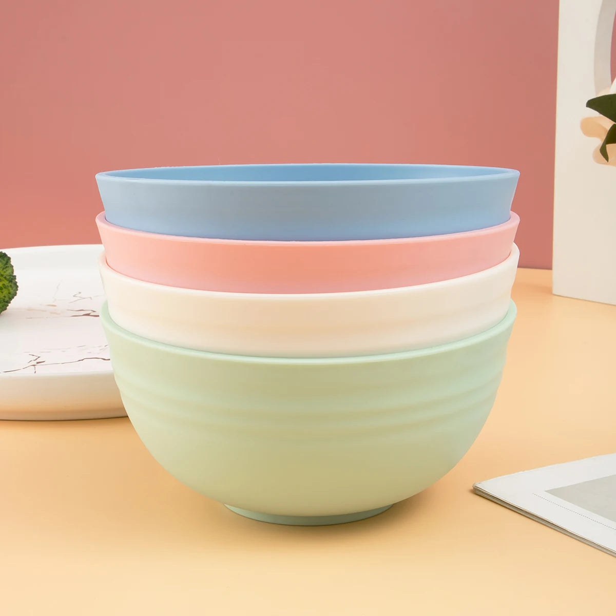 Reusable Plastic Snack & Fruit Bowls — Set of 4, CE Certified