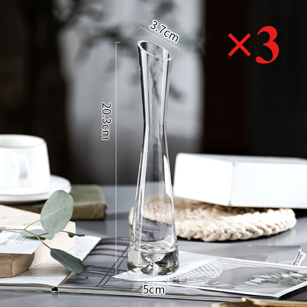 Borosilicate Glass Slanted Mouth Vase — European Style, 2 Designs