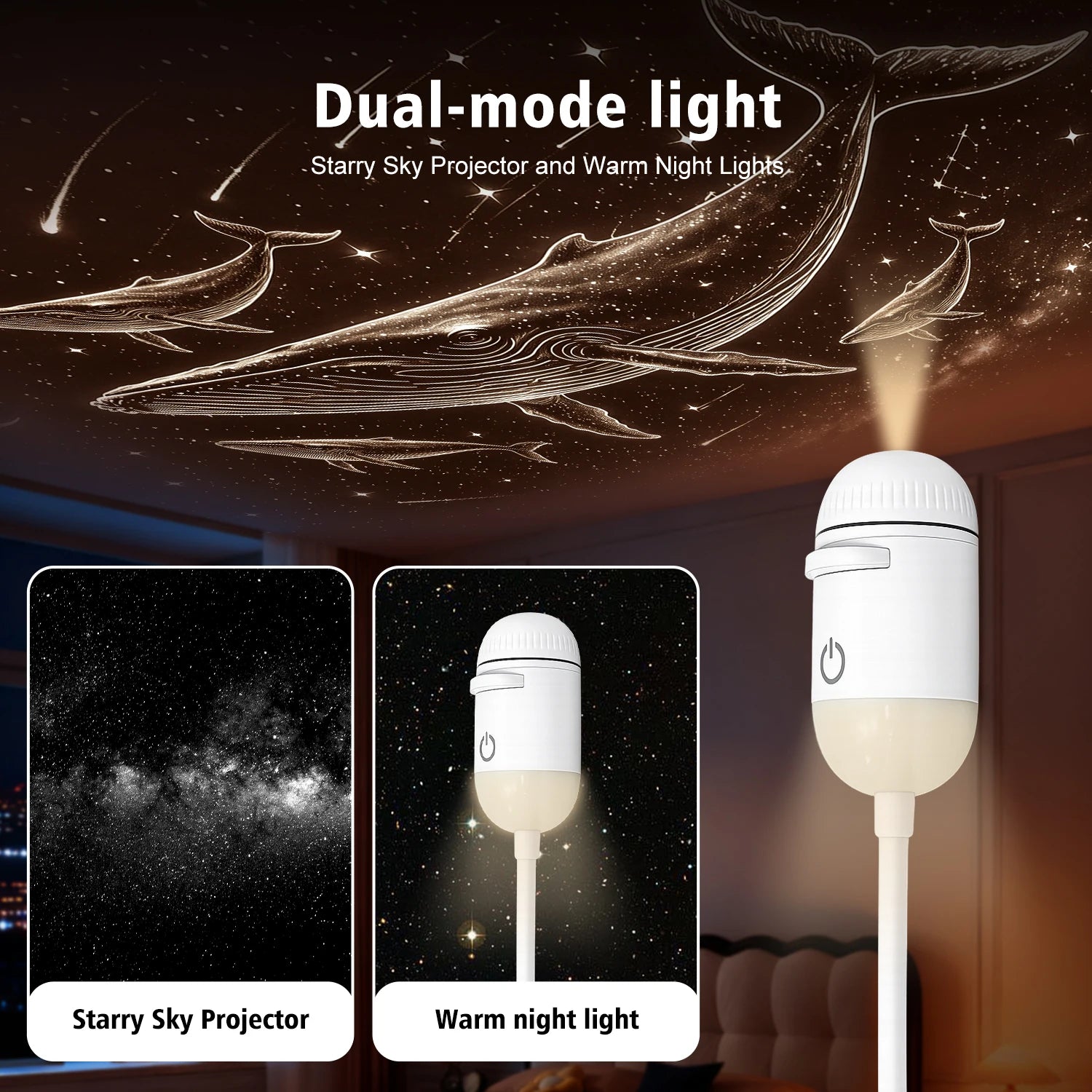 2-in-1 USB Ambient Light — Reading & Atmosphere, Flexible Gooseneck
