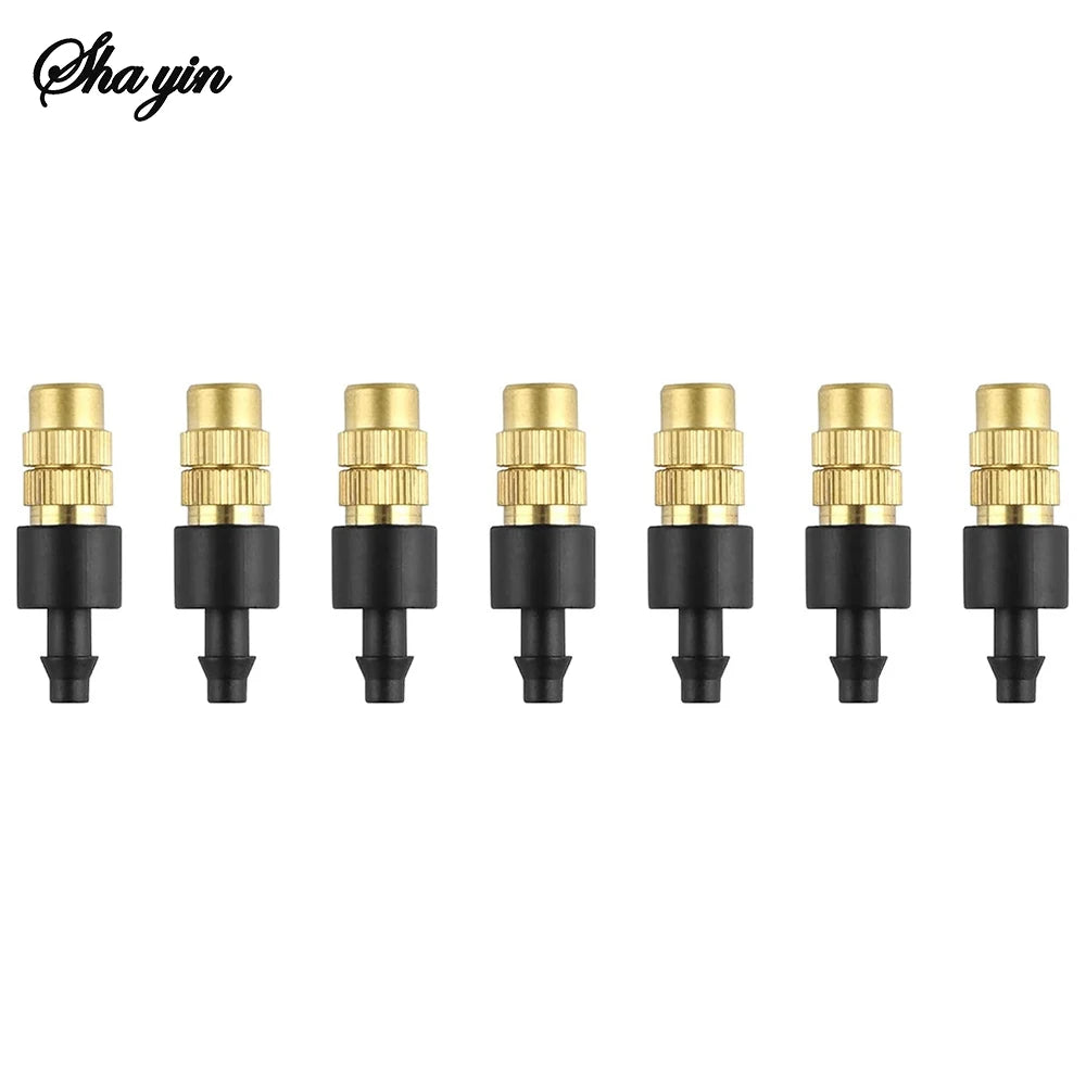 Adjustable Brass Micro Garden Sprinklers – 1/4" Atomizer Nozzles for Drip Irrigation (10 pcs)