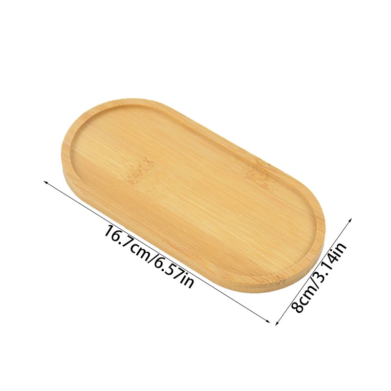 Bamboo Wood Saucer Tray — Multi-Use Plate for Plants, Candles & Cups