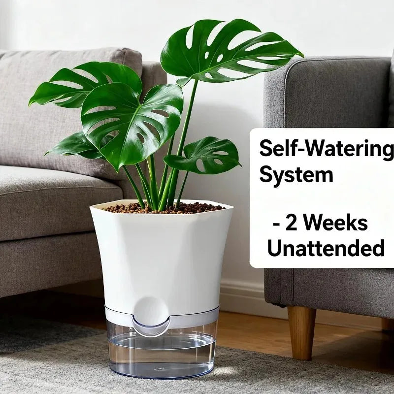 Transparent Self-Watering Hydroponic Flowerpot – Lazy Plastic Planter (1/3/5 Pack)