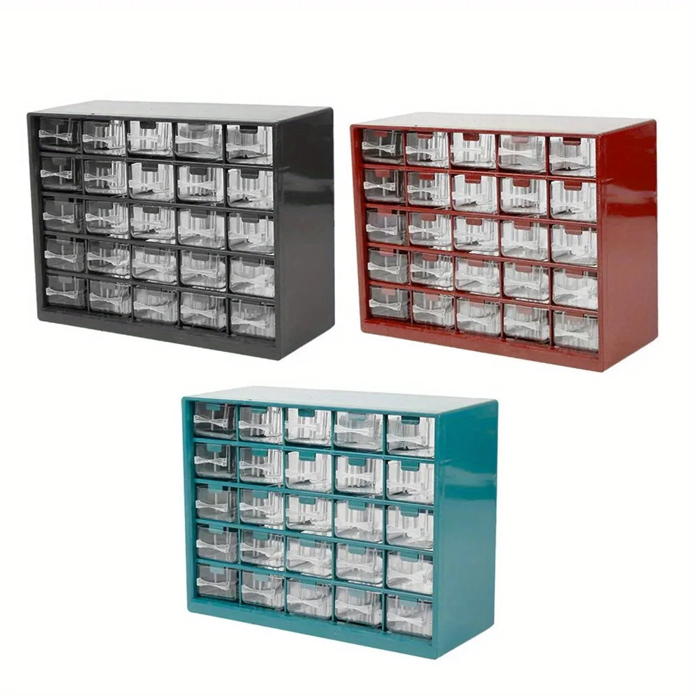 25-Drawer Wall-Mounted Parts Storage Box – ABS Plastic Screw & Component Organizer